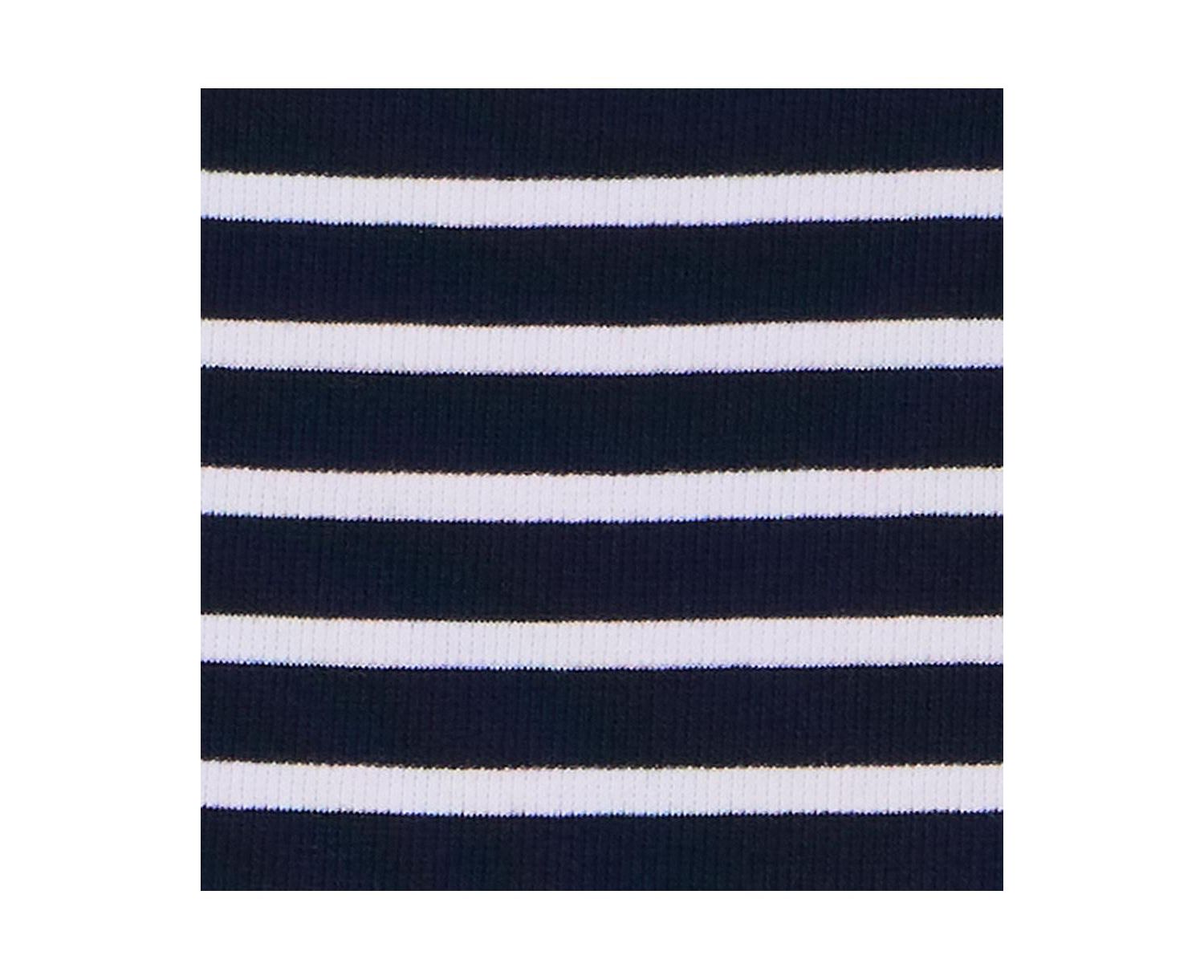 Women's Striped Scallop Trim A-Line Dress