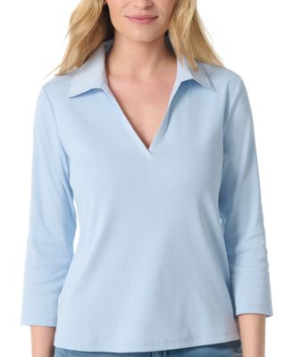 Women's Neve V-Neck 3/4-Sleeve Knit Polo