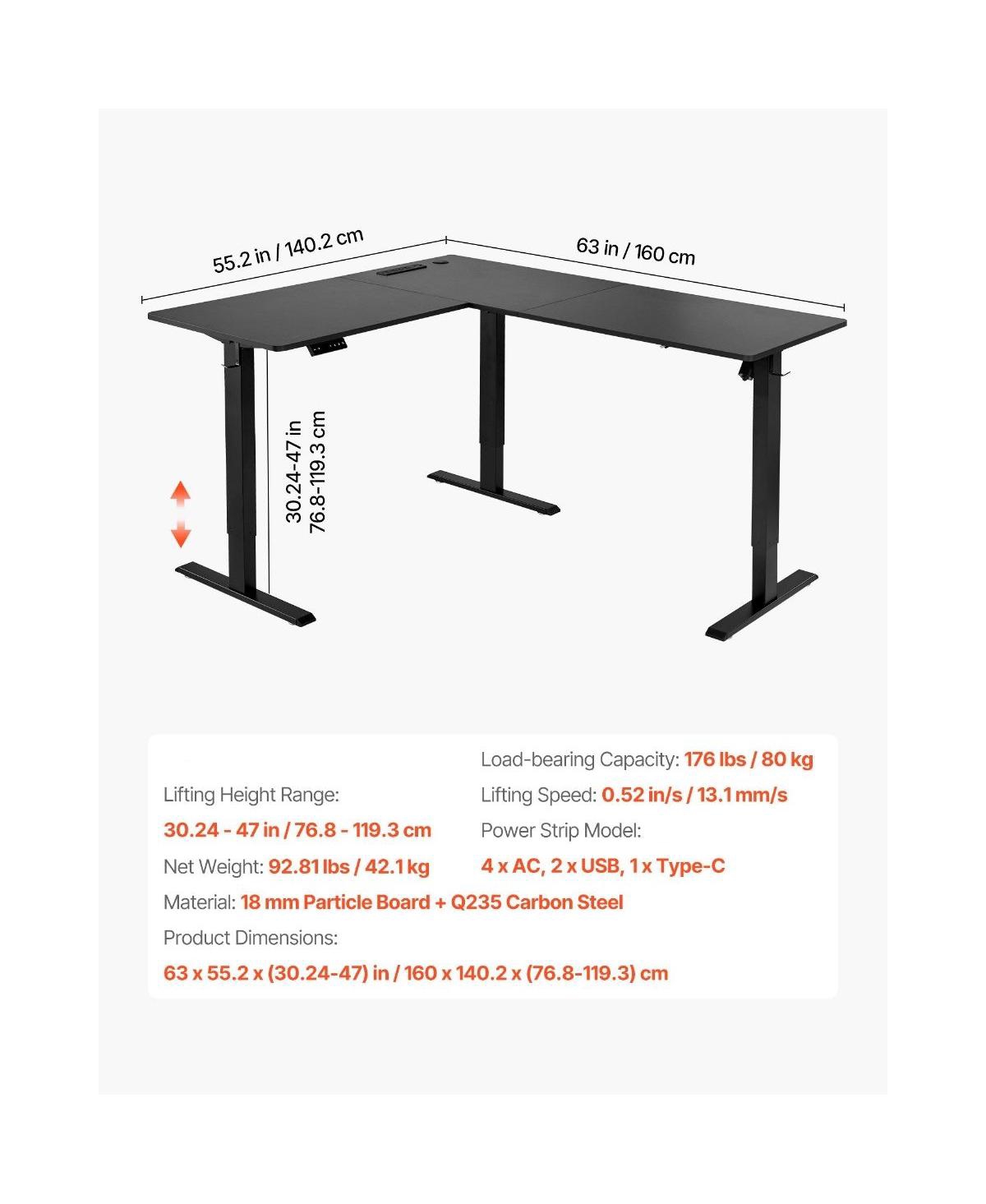 Slickblue L Shaped Standing Gaming Desk for Home Office Setup