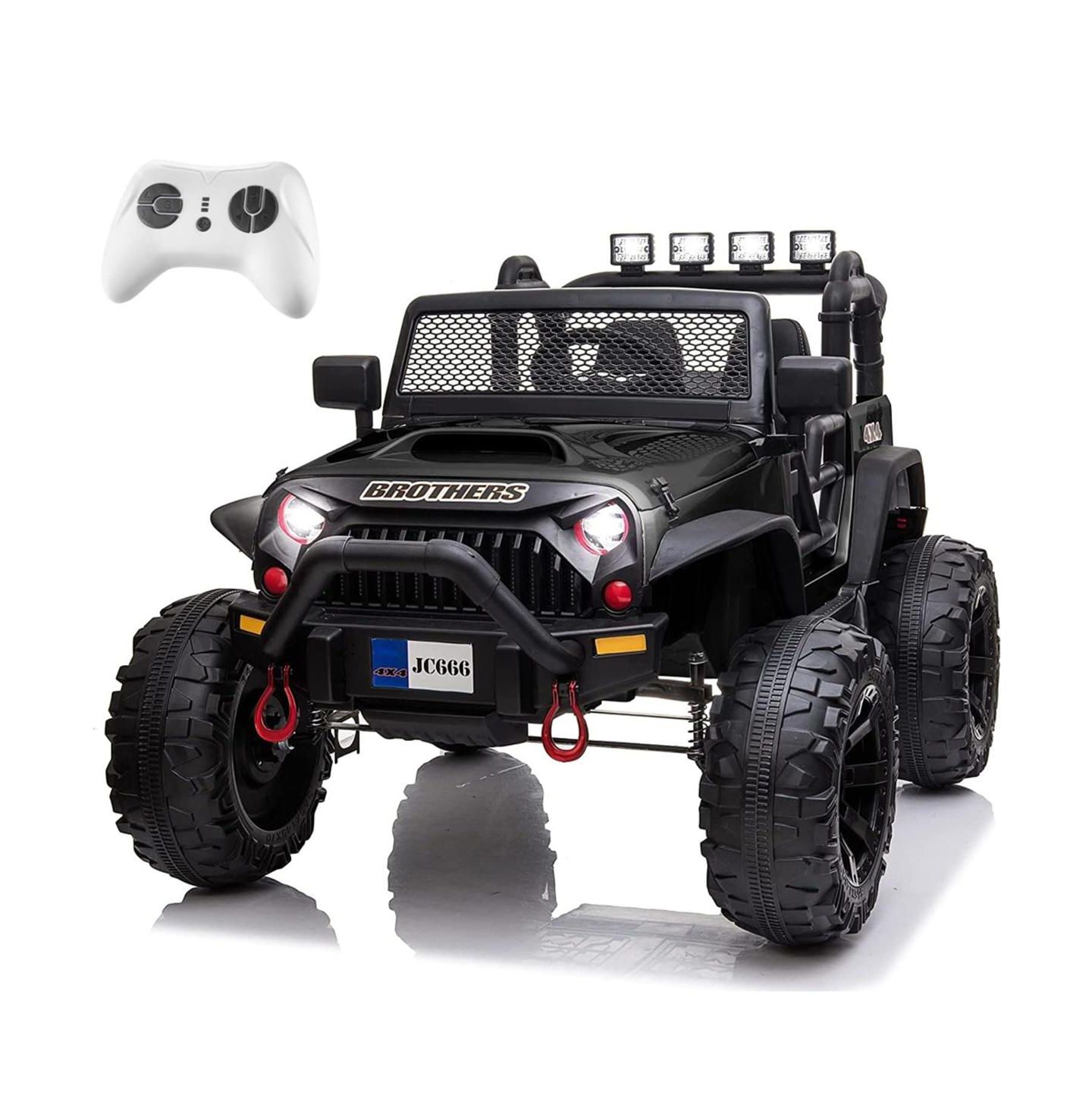 Детская игрушка YOBTOP 12V Remote Control 2-Seat Electric Ride-On Truck, 100 Lbs. Capacity, Ages 5+, цвет: Чёрный, вариант 1 — фото 1