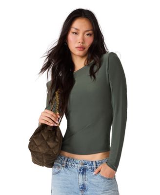 Women's Seline Long-Sleeve Padded Shoulder Crewneck Top