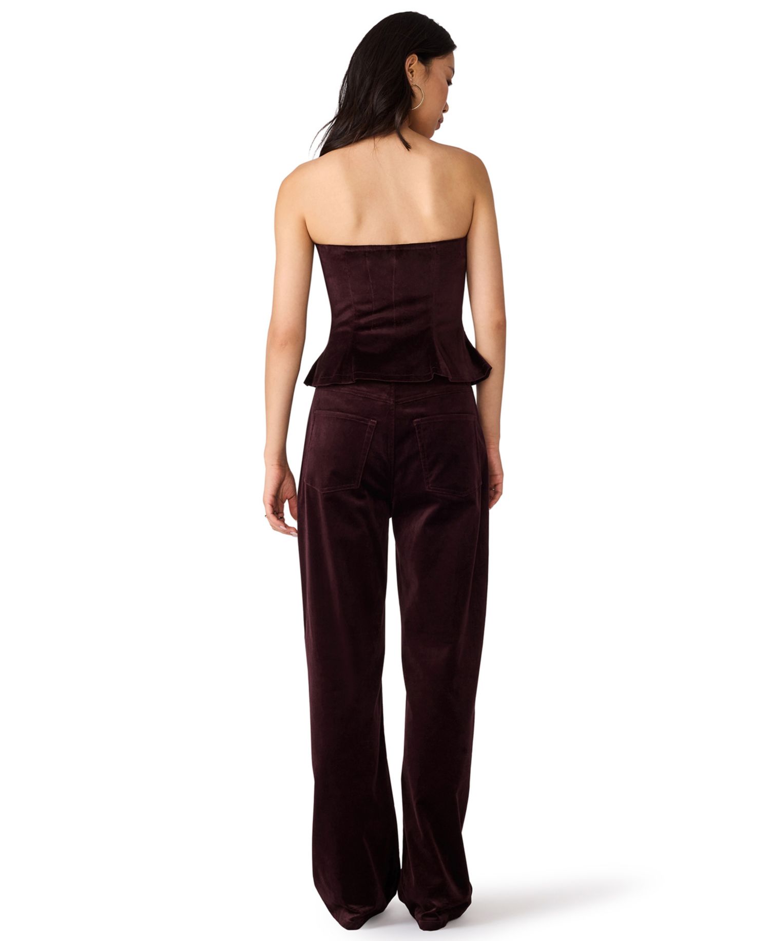 Women's Dawnette Strapless Velvet Peplum Top