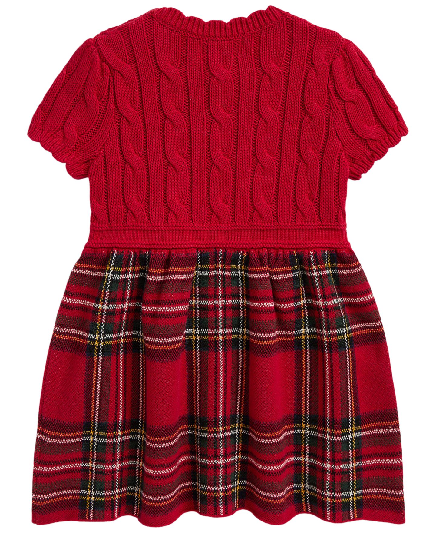 Платье Polo Ralph Lauren Plaid-Skirt Cable Sweater Dress для девочек-малышей, цвет: Красный — фото 2