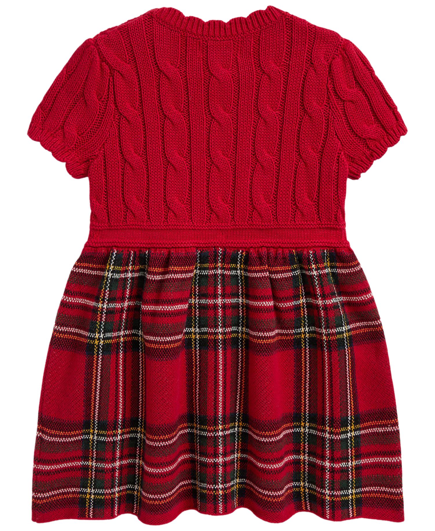 Baby Girls' Plaid-Skirt Cable Sweater Dress