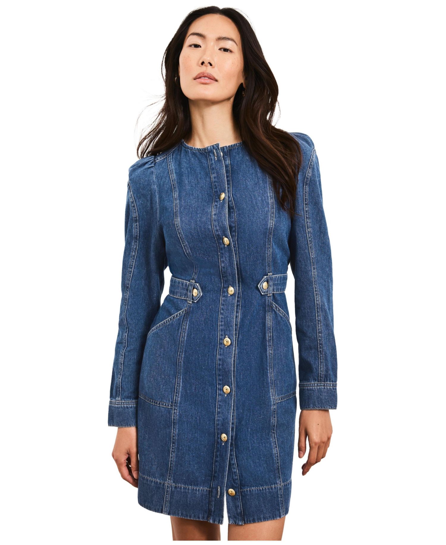 Women's Puff-Sleeve Denim Mini Dress