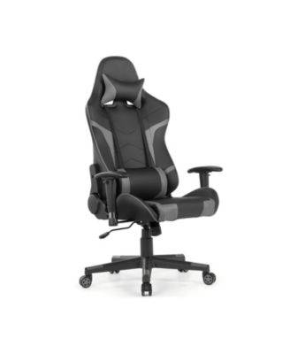 Reclining Swivel Gaming Chair with Massage Cushion and Detachable Headrest