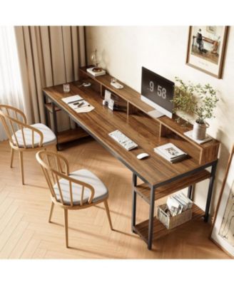 78" 2-Person Gaming Desk with Storage Shelves