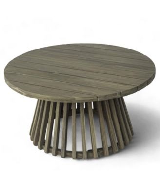 Outdoor Acacia Wood Round Coffee Table for Patio, Balcony or Backyard