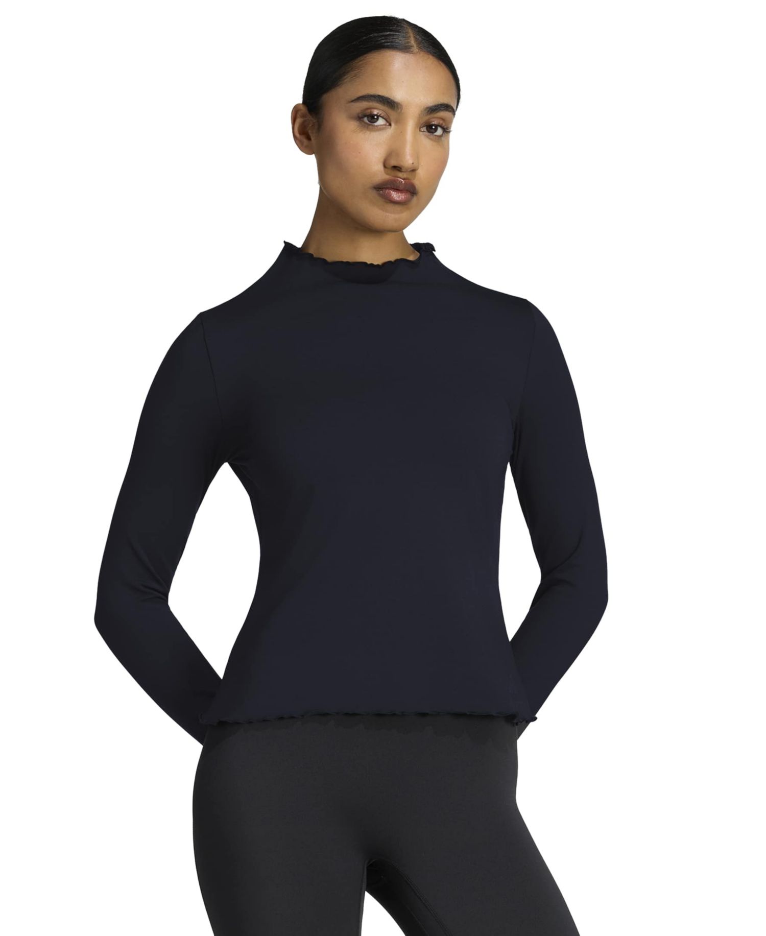 Women's Long-Sleeve Funnel Neck Slim-Fit Shirt