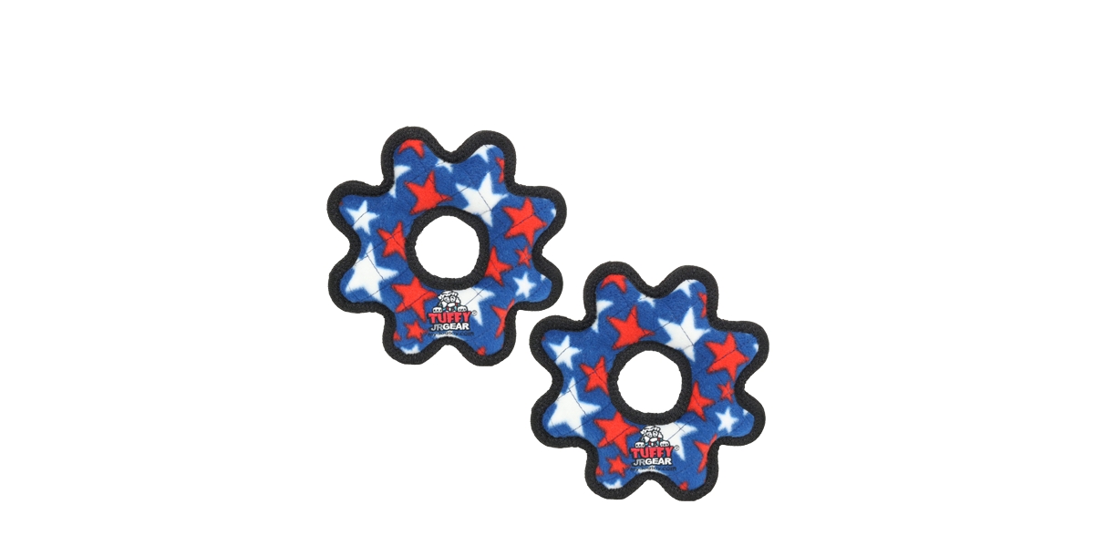 Tuffy Jr Gear Ring Blue Star 2 Pack, Dog Toy