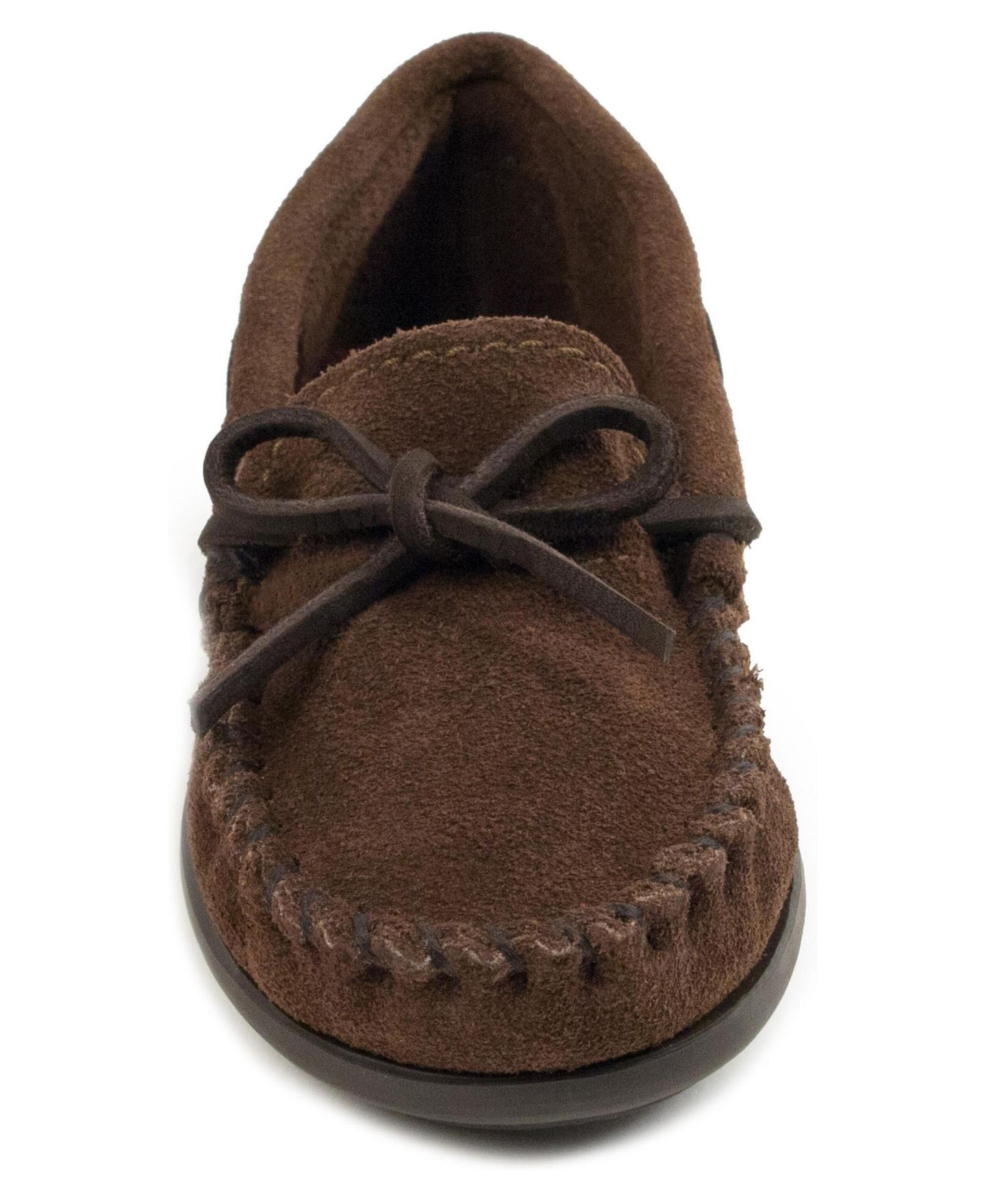 Детские замшевые мокасины Minnetonka Boat Moc, размеры 1-13, цвет: Шоколадный — фото 4