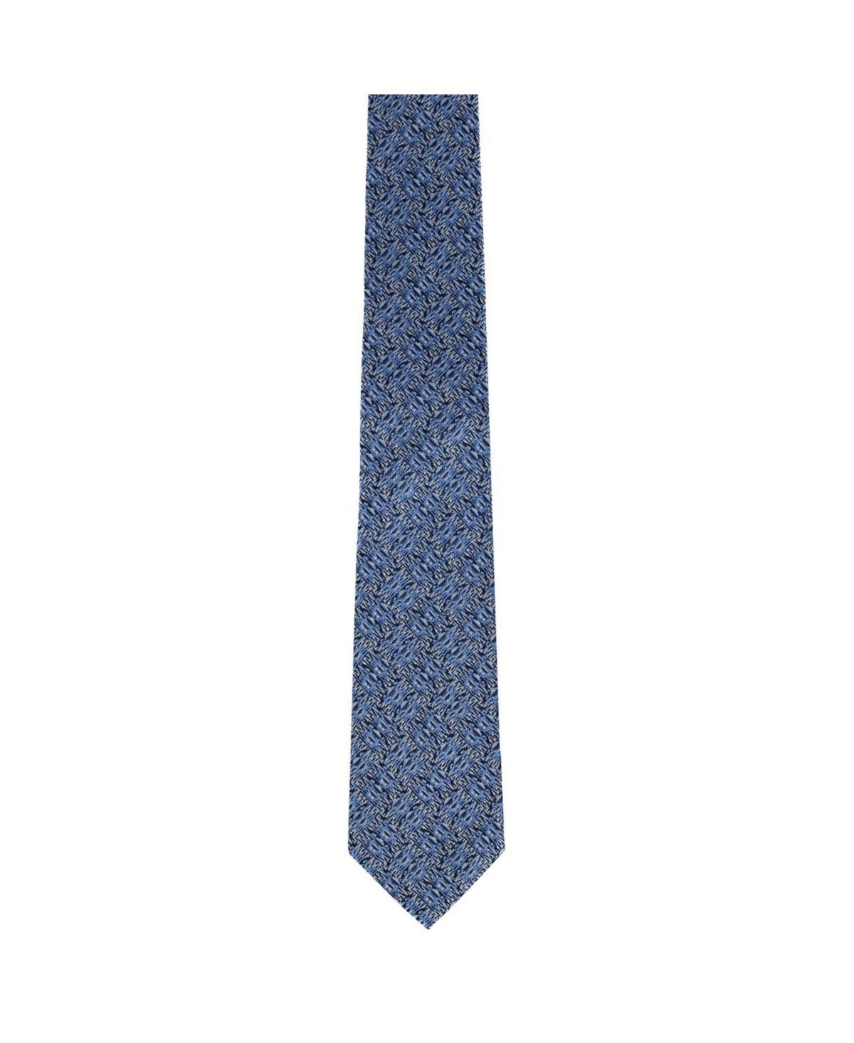 Trafalgar Men's Benito's Blue Basketweave Silk Necktie and Pocket Square Bundle
