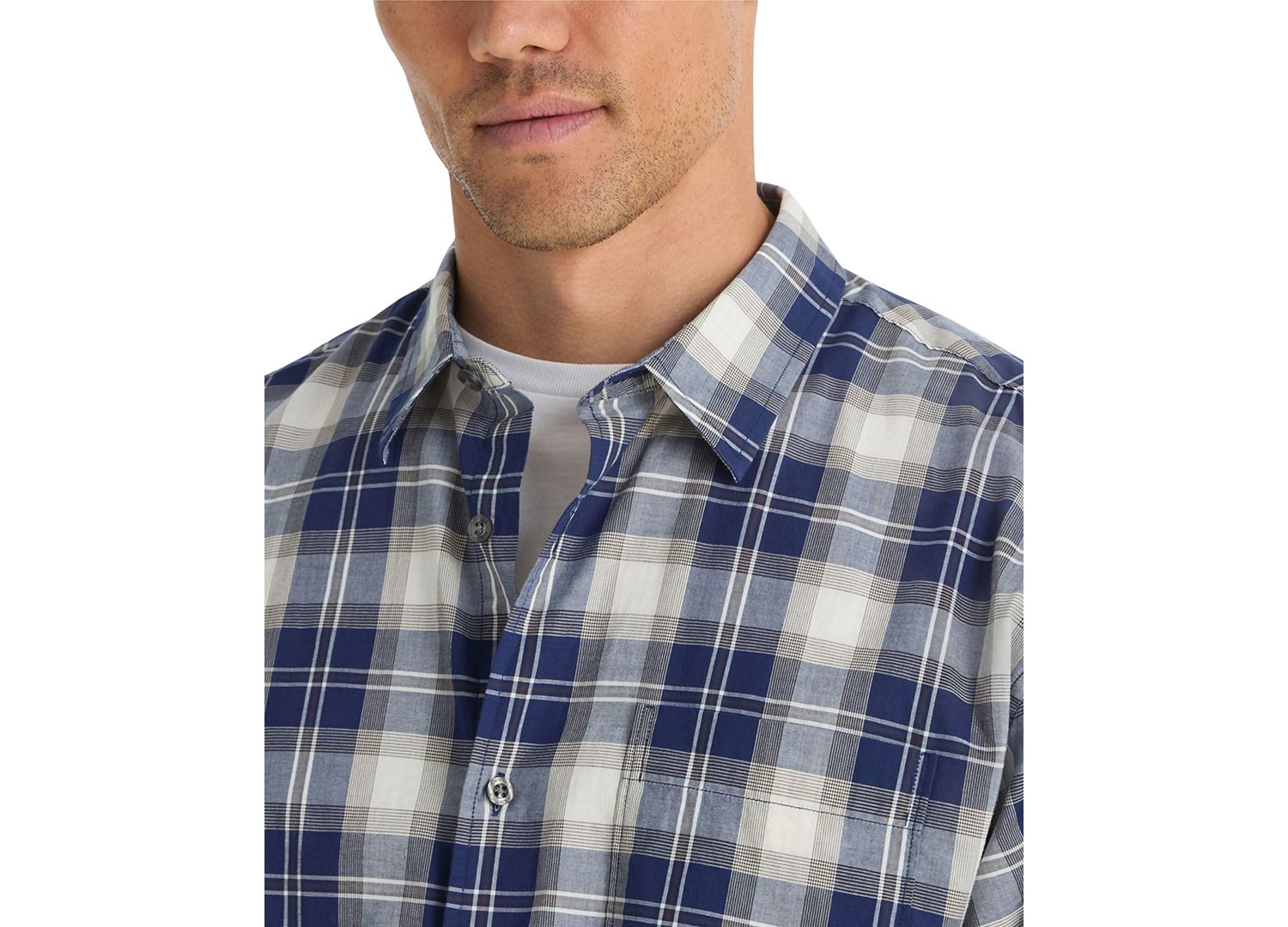 Men's Cotton Plaid Short-Sleeve Shirt
