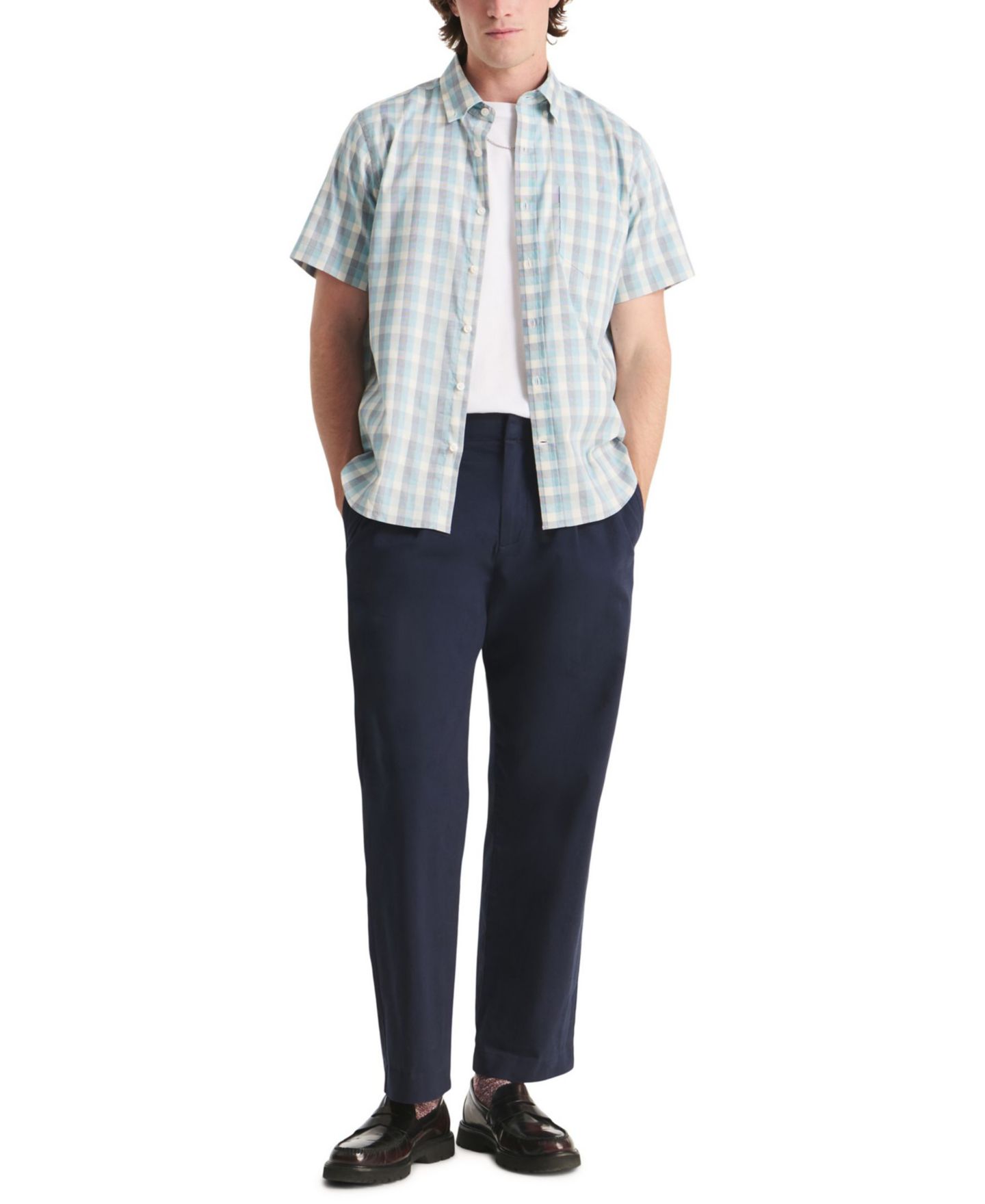 Мужская рубашка Nautica Plaid Short-Sleeve, цвет: Пляжный — фото 2