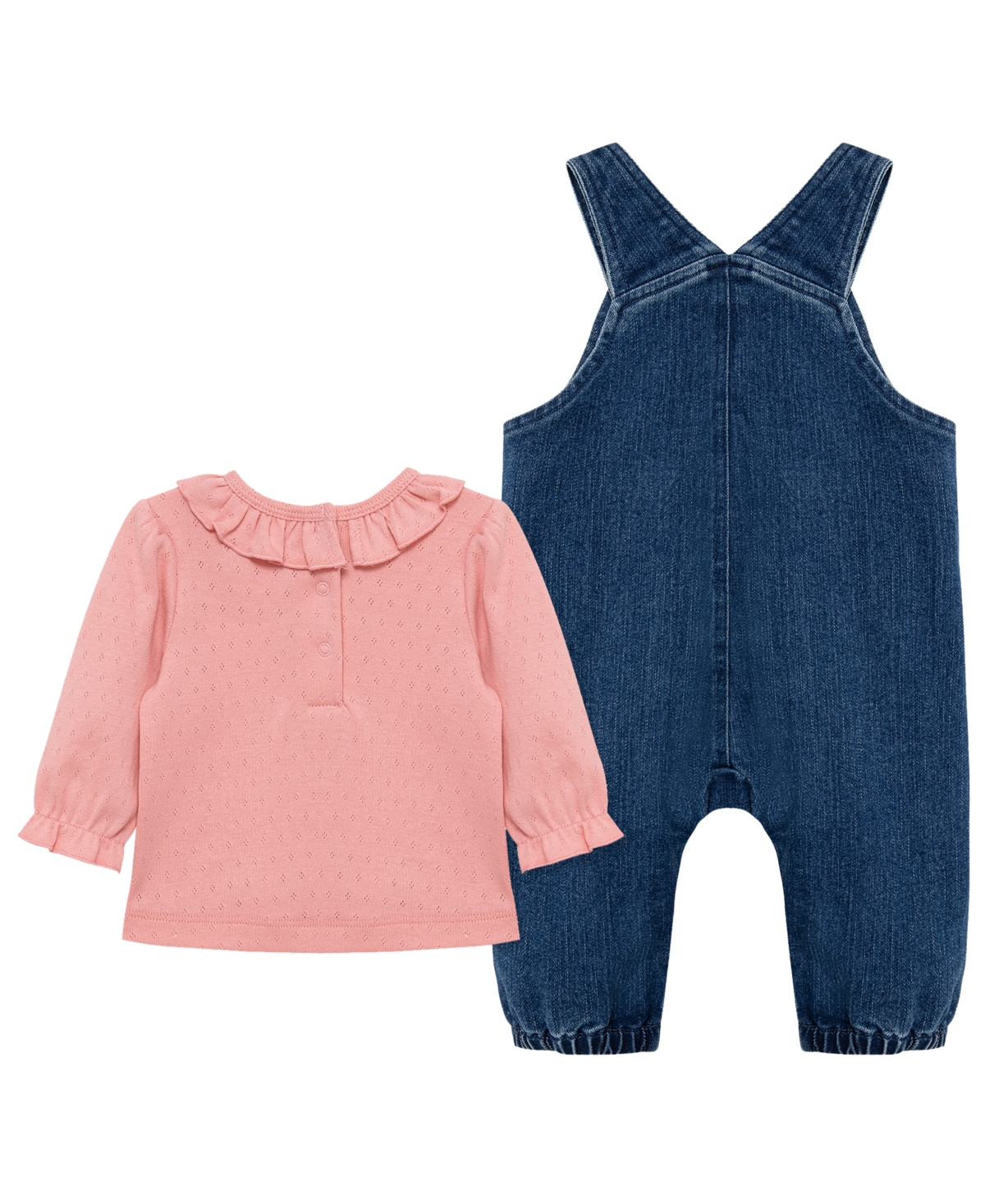Little Me Baby Girls' Round Neck Top and Flowers Overall, 2-Piece Set