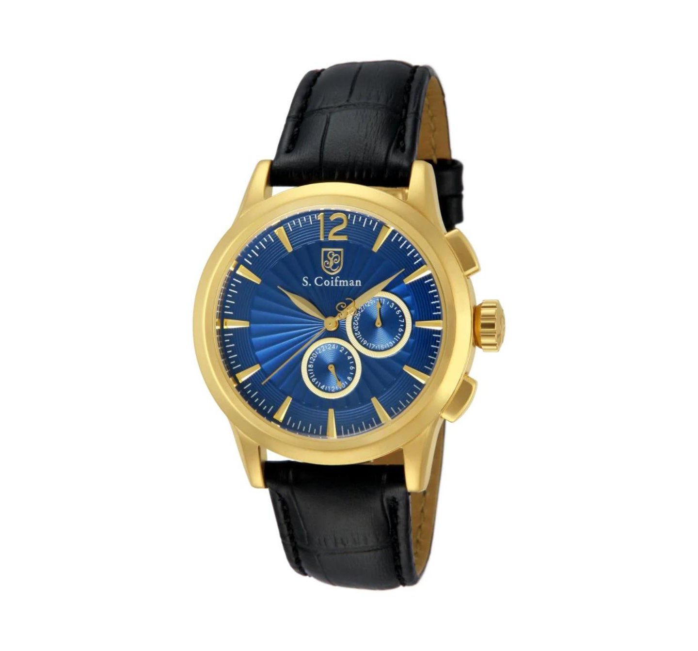 Мужские часы Invicta S.Coifman SC0264 Heritage Chronograph Dial Leather Strap Watch 43mm, цвет: Чёрный — фото 1