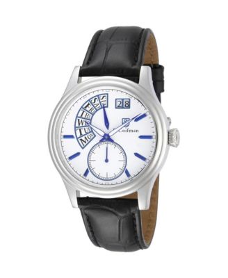 S.Coifman SC0289 Men's Heritage Chronograph White Dial Leather Strap Watch 45mm