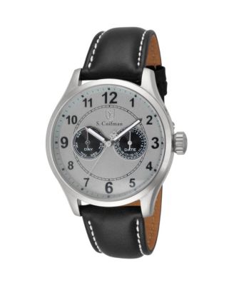 S.Coifman Men's Heritage Chronograph Dial Leather Strap Watch