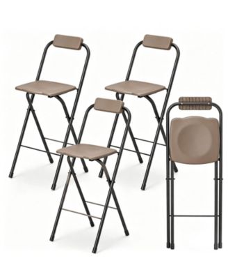 4 Pieces Folding Bar Stools With Ergonomic Seat and Comfortable Footrest Anti-Slip Feet