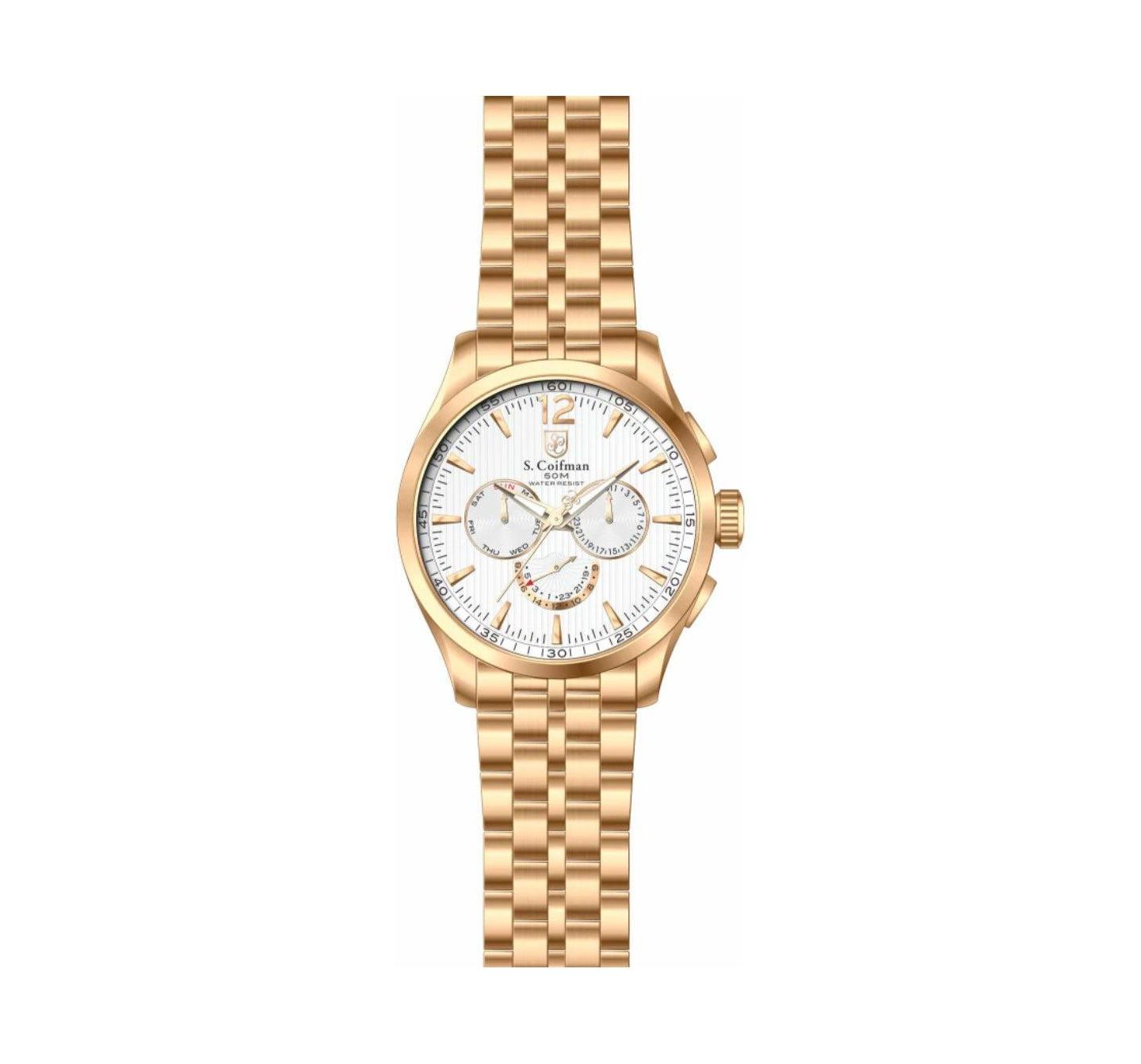 Мужские часы Invicta S.Coifman Heritage Chronograph Silver Dial Stainless Steel Bracelet Watch, цвет: Розовое золото — фото 2
