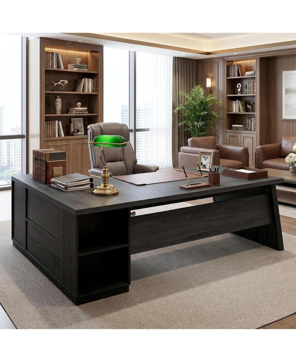 Tribesigns 77.9" L-Shaped Desk with 2 Drawers and Cabinet