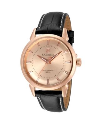 S.Coifman SC0287 Men's Heritage Quartz Champagne Dial Leather Strap Watch