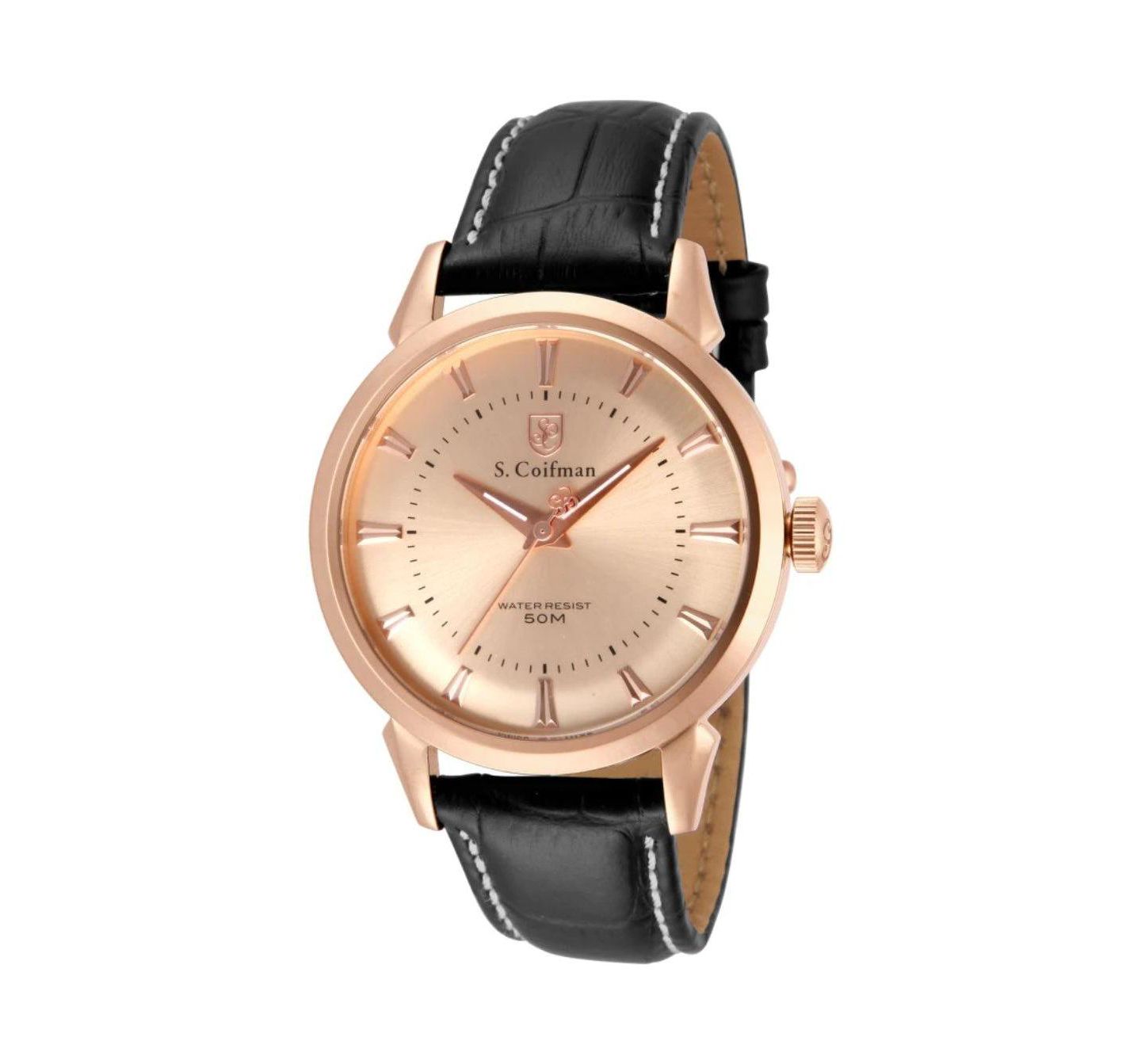 Мужские часы Invicta S.Coifman SC0287 Heritage Quartz Champagne Dial Leather Strap Watch, цвет: Чёрный — фото 1