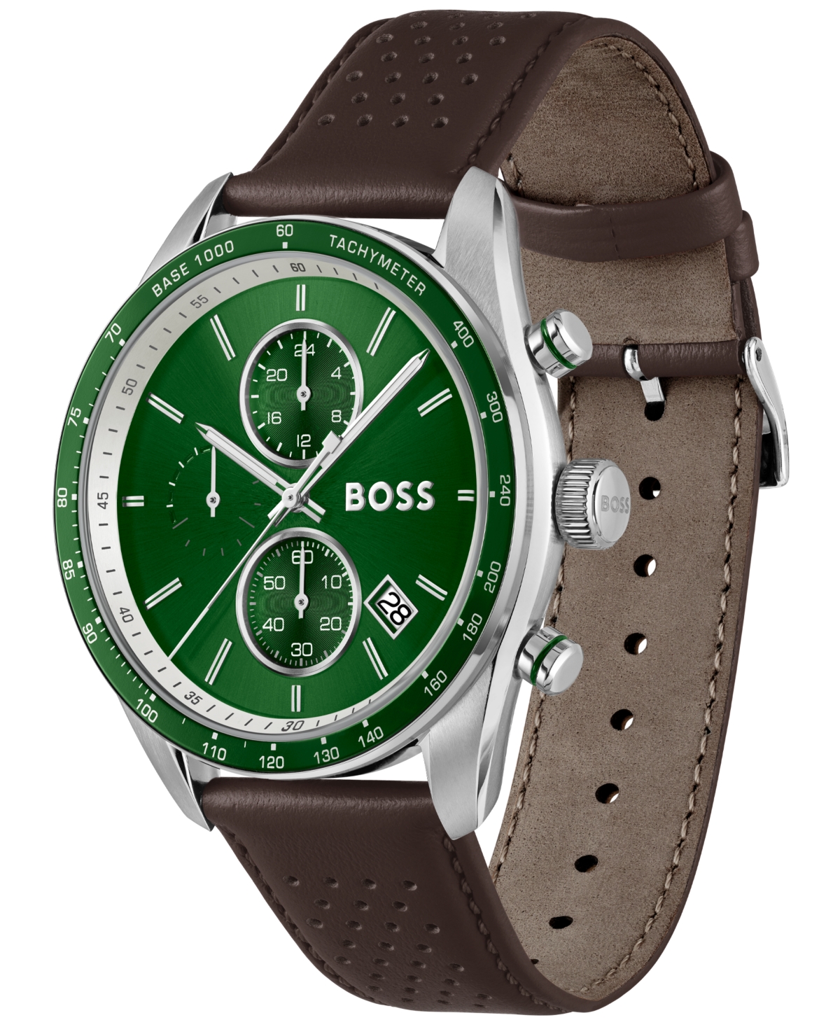 Hugo Boss Men's Grand Prix Quartz Chrono Brown Leather Watch 44.50mm