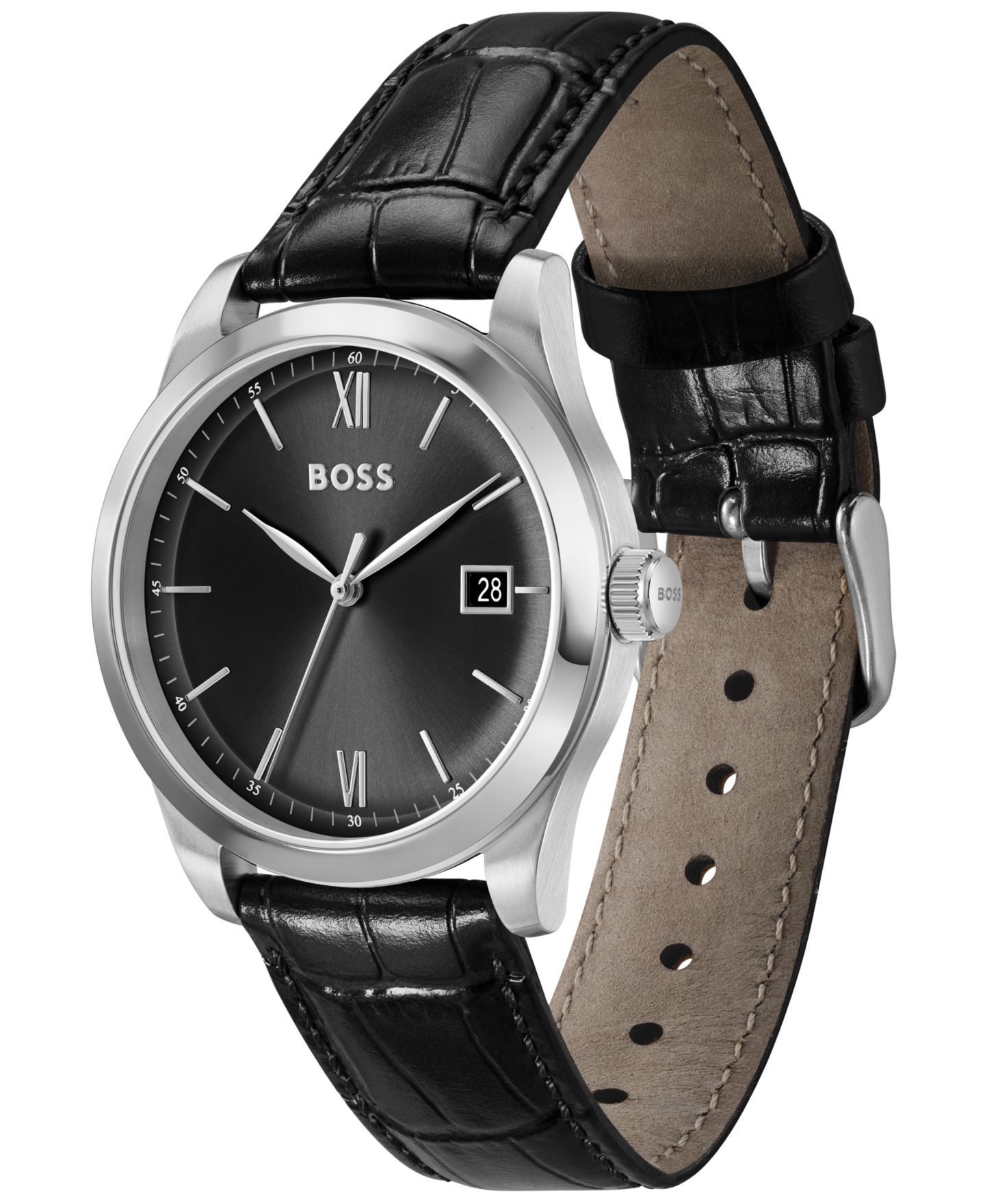 Мужские часы Hugo Boss Langford Quartz Black Leather Watch 39mm — фото 2