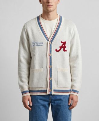 Men's and Women's Natural Alabama Crimson Tide Americana Striped Full-Button Cardigan