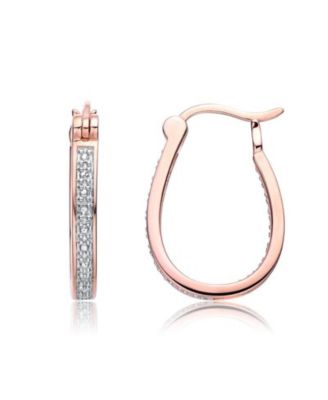 Dainty 18K Rose Gold Plated CZ Horseshoe Mini Hoop Earrings