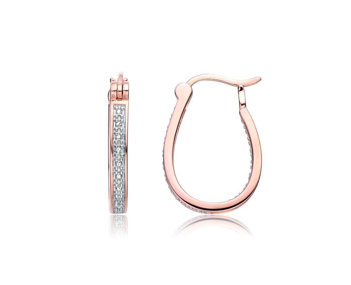 Genevive Dainty 18K Rose Gold Plated Cz Horseshoe Mini Hoop Earrings - Rose