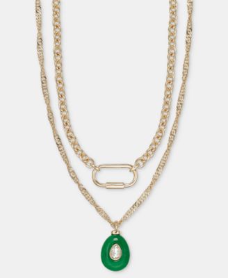 Crystal Stone Layered Necklace, 16"-20" + 3" extender