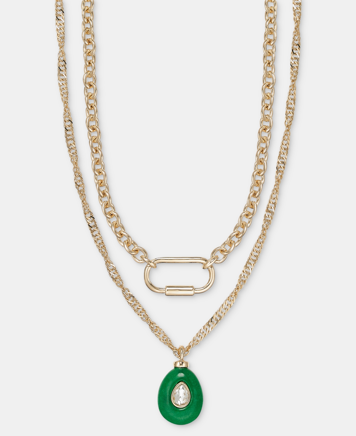 On 34th Crystal Stone Layered Necklace, 16"-20" + 3" Extender, Macy's Exclusive In Green
