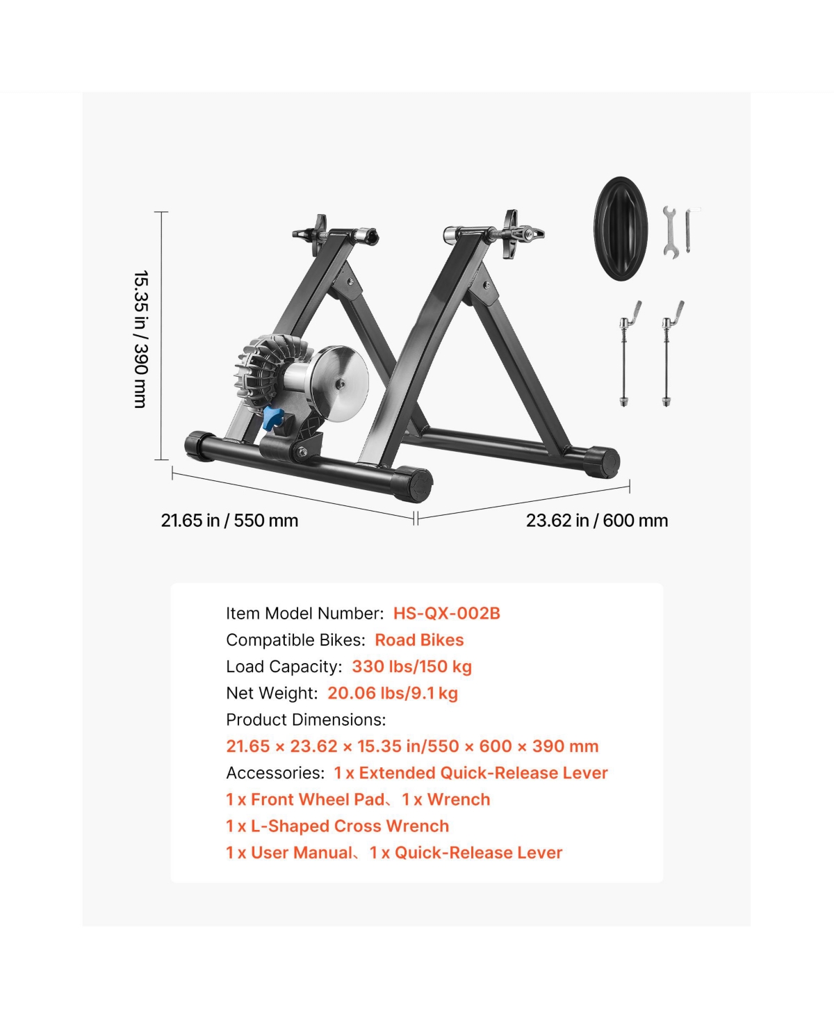 Sevorley Foldable Fluid Bike Trainer Stand for Indoor Cycling, 26-29 in and 700C Wheels