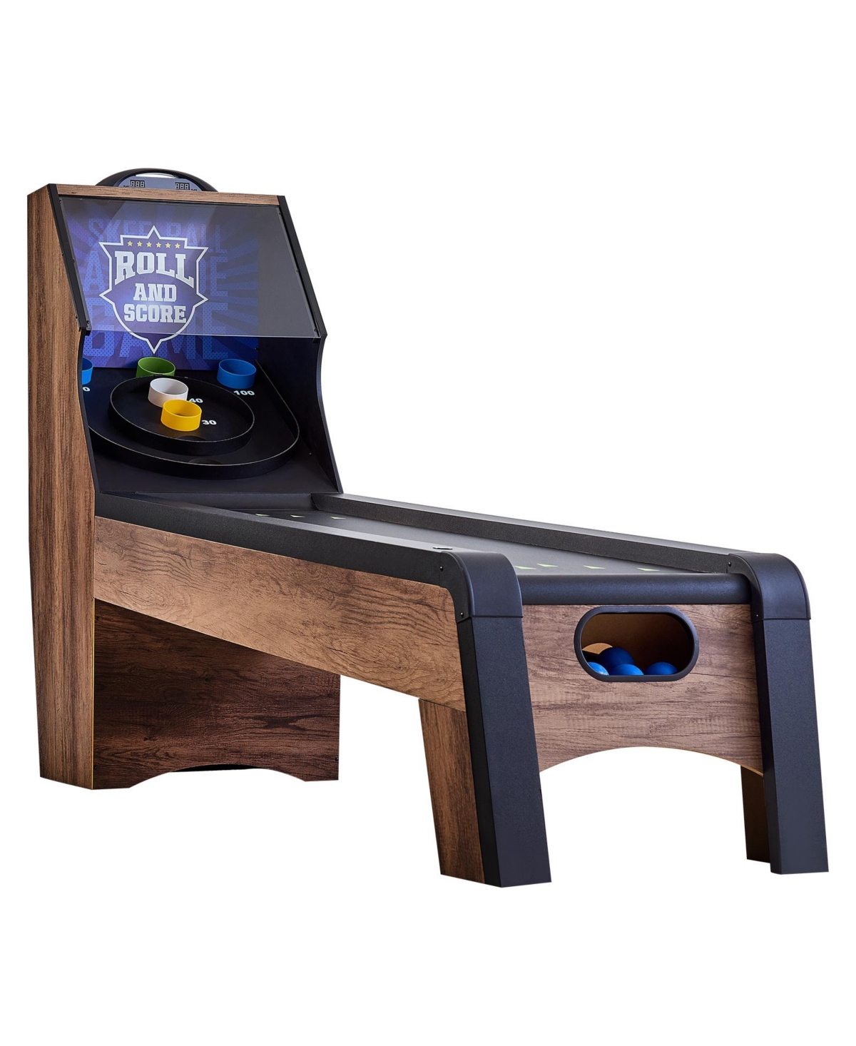 Sevorley 9 ft Roll and Score Skeeball Arcade Game Table, Indoor Machine with Led Electronic Scorer, Sound and Automatic Ball Return, 4 Balls Included