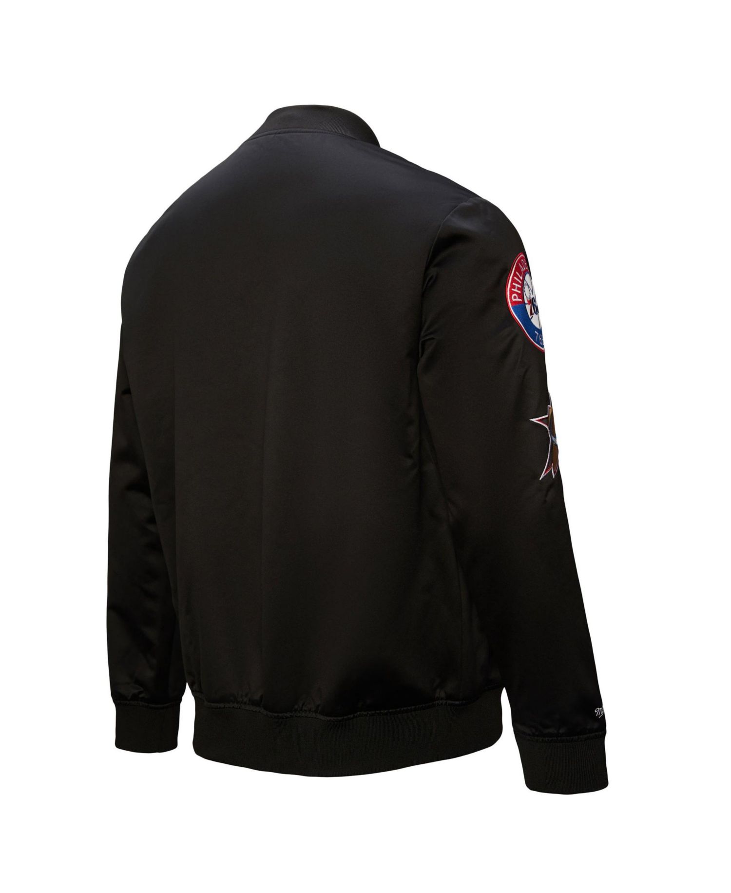 Men's Black Philadelphia 76ers Hardwood Classics Blackout Collection Satin Full-zip Jacket