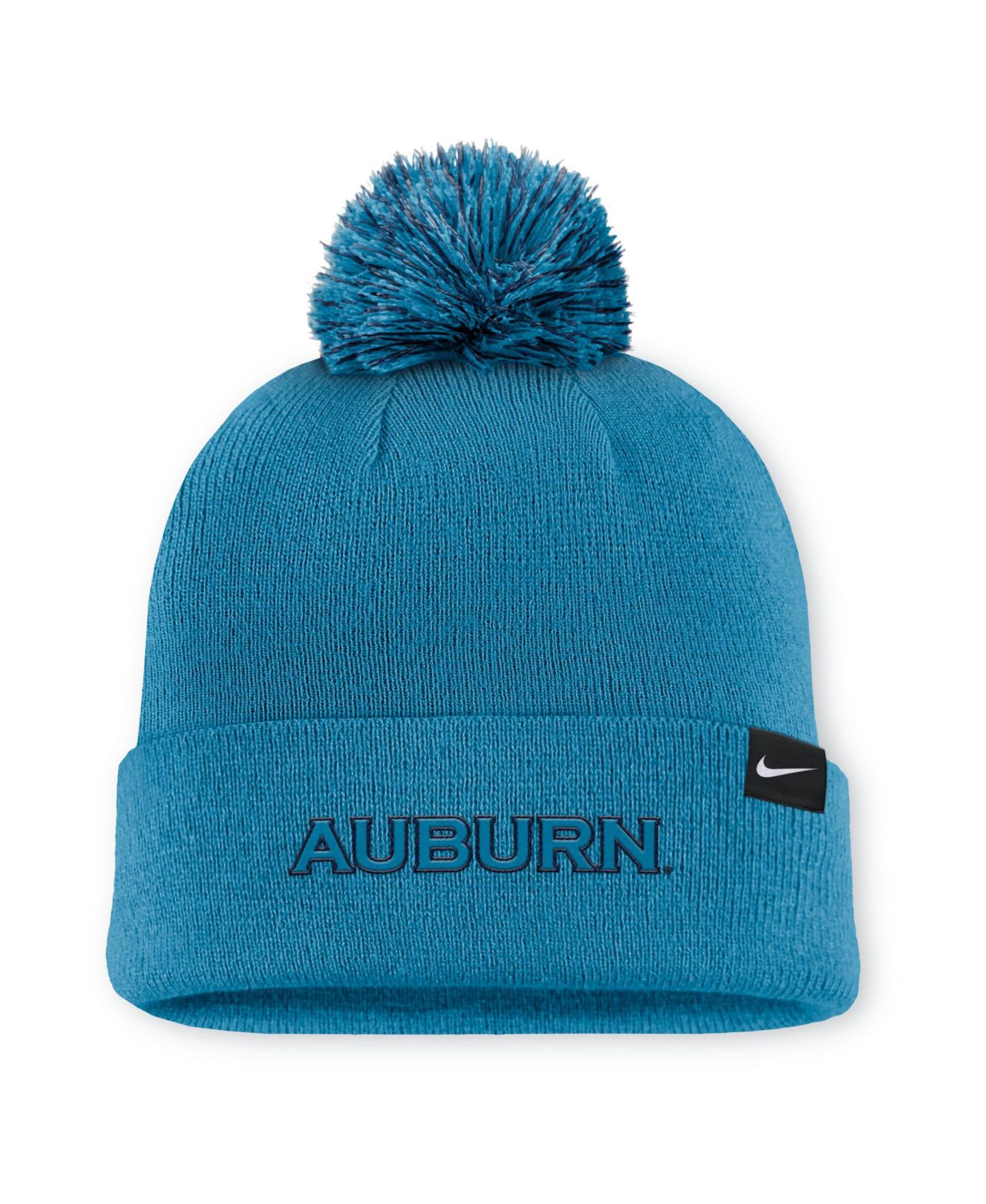 Мужская шапка Nike Turquoise Auburn Tigers Primetime Peak Campus Cuffed Knit Hat with Pom — фото 2