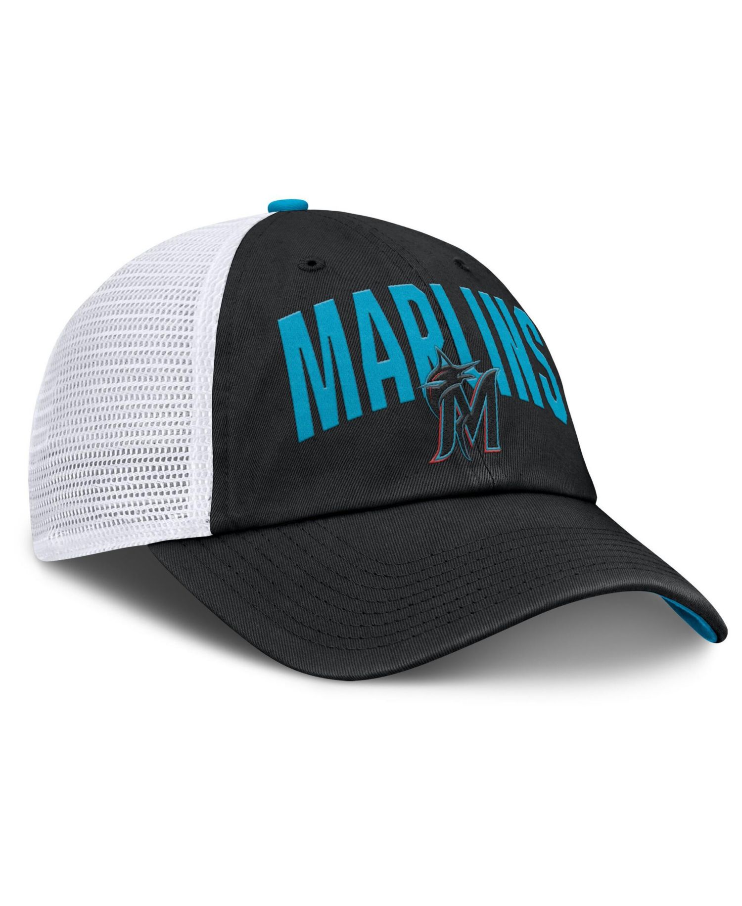 Men's Black Miami Marlins Primetime Club Adjustable Trucker Hat