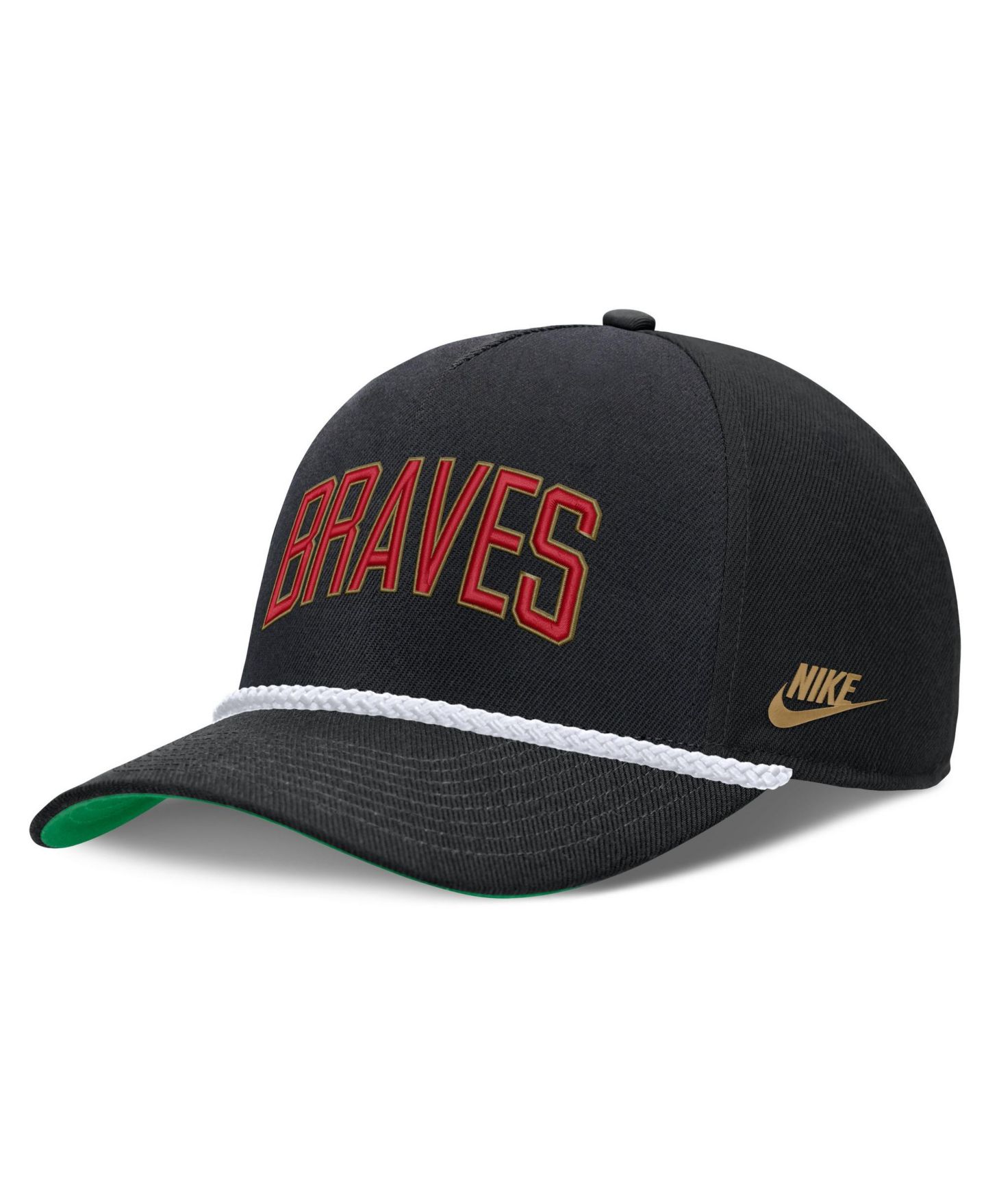 Мужская кепка Nike Black Atlanta Braves Cooperstown Collection Rise Adjustable Hat — фото 3