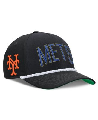 Men's Black New York Mets Cooperstown Collection Rise Adjustable Hat