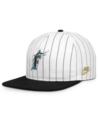Men's White/Black Florida Marlins Cooperstown Collection Pro Adjustable Hat