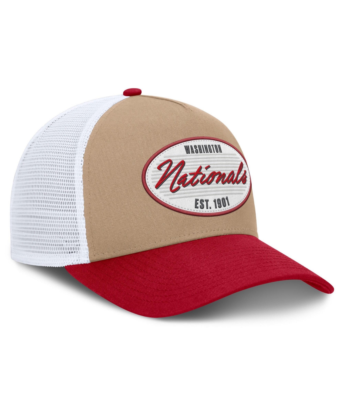 Men's Nike Khaki/Red Washington Nationals Rise A-Frame Trucker Adjustable Hat