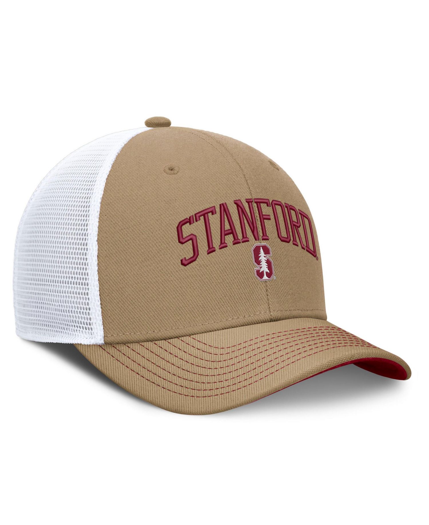 Men's and Women's Beige/Cardinal Stanford Cardinal Primetime Arched Trucker Adjustable Hat
