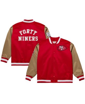 Men's Mitchell Ness Scarlet/Gold San Francisco 49ers 80th Anniversary Heavyweight Satin Full-snap Jacket