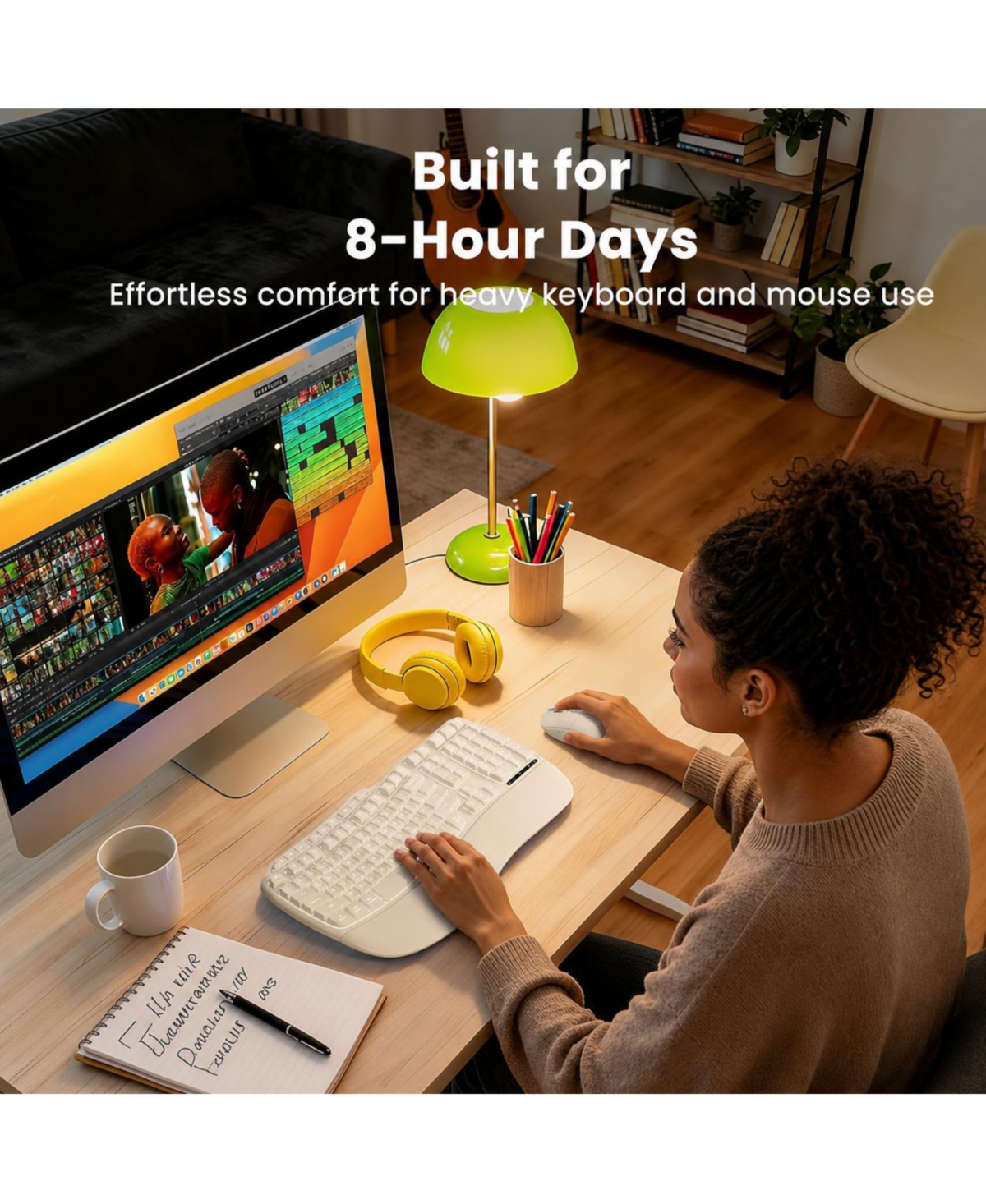Lofree Wireless Keyboard Mouse Combo Rechargeable 4000mAh Faux Lambskin Palm Rest Backlit Ergonomic