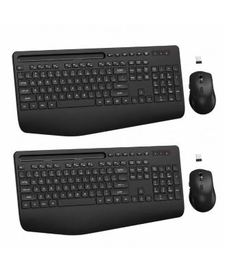 Wireless Keyboard Mouse Combo Silent Typing Wrist Rest Phone Holder 3 Level DPI