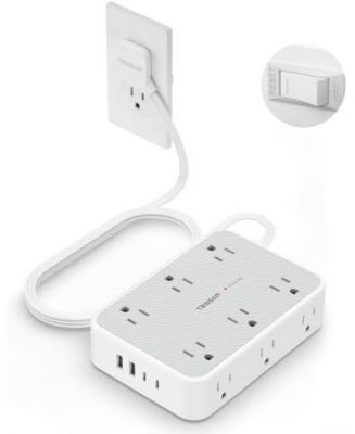 Wall Outlet Extender with 10FT, 12 Outlet, 2 USB-C for Home, Office and Travel