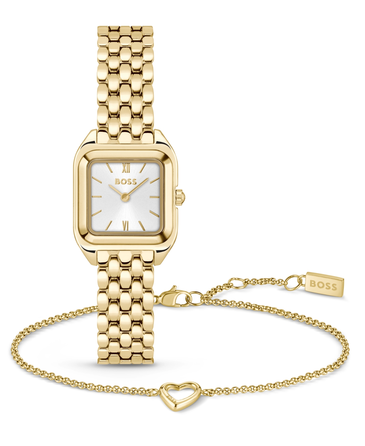 Hugo Boss Women's Mae Petite Ionic Plated Thin Gold Stainless Steel Bracelet and Watch Set 22mm - Gold