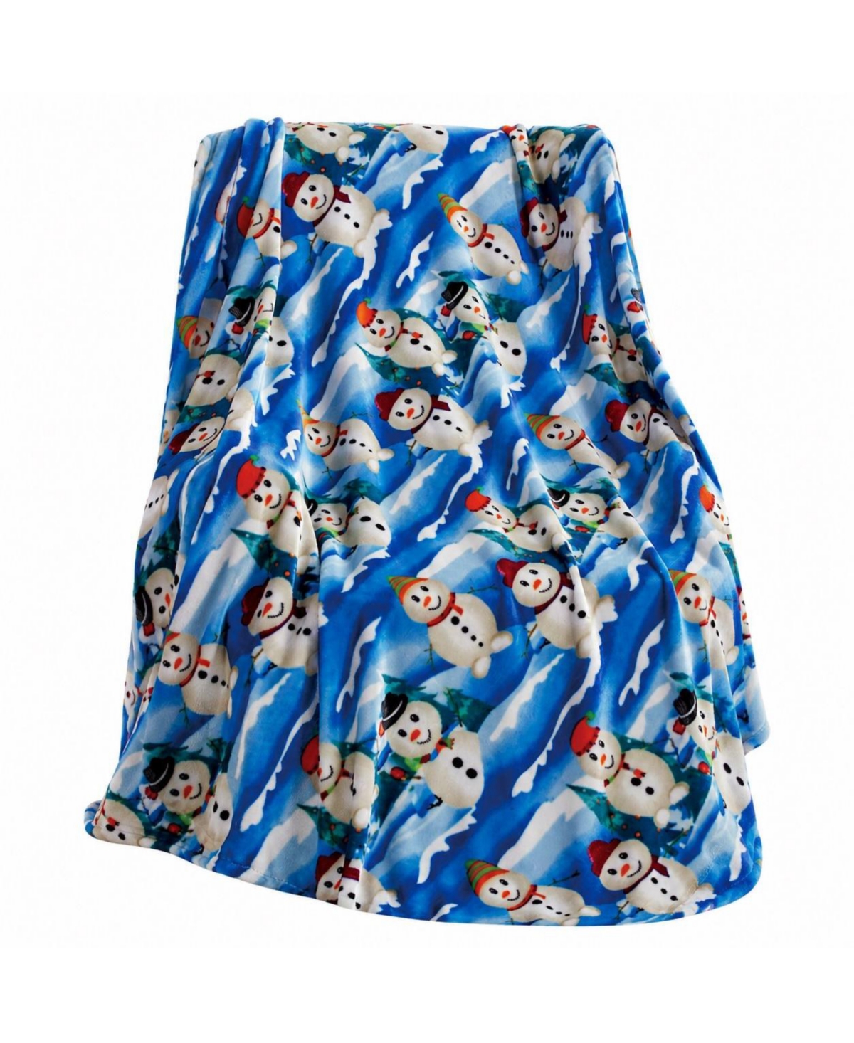 Kate Aurora Holiday Living Ultra Soft & Cozy Christmas White Snowman Plush Accent Throw Blanket - 50 in. W x 60 in. L